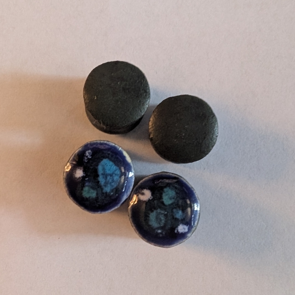 Handmade hollowed gauged earrings- stone- size 0